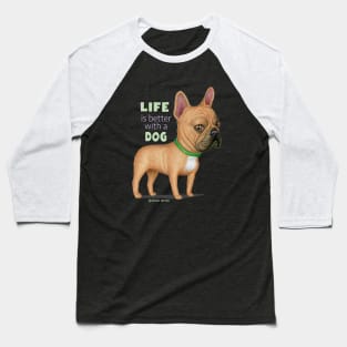 cute awesome funny French Bulldog with Green Collar Baseball T-Shirt